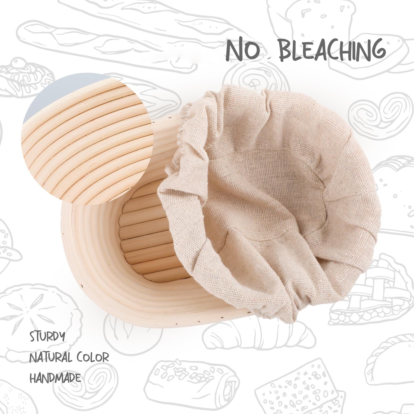 DOYOLLA baskets in use with rising dough showing consistent loaf shaping advantage