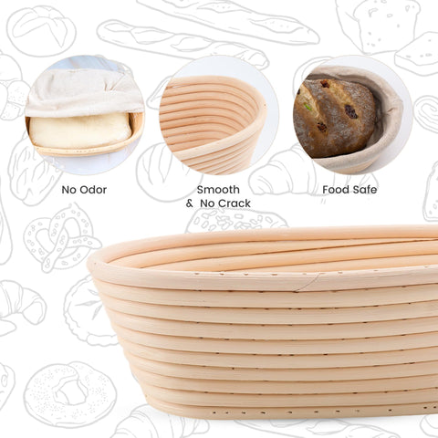 DOYOLLA inverted basket with baked loaf showing clean release and crisp scoring benefit