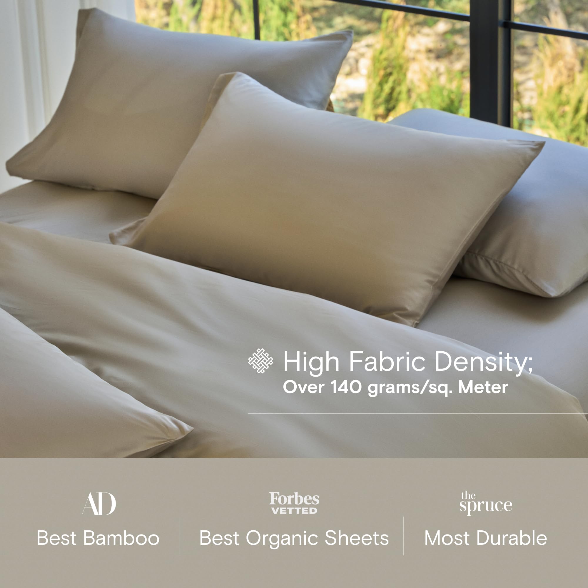 DOZ by SIJO sheets on styled bed showing cooling comfort benefit: breathable look