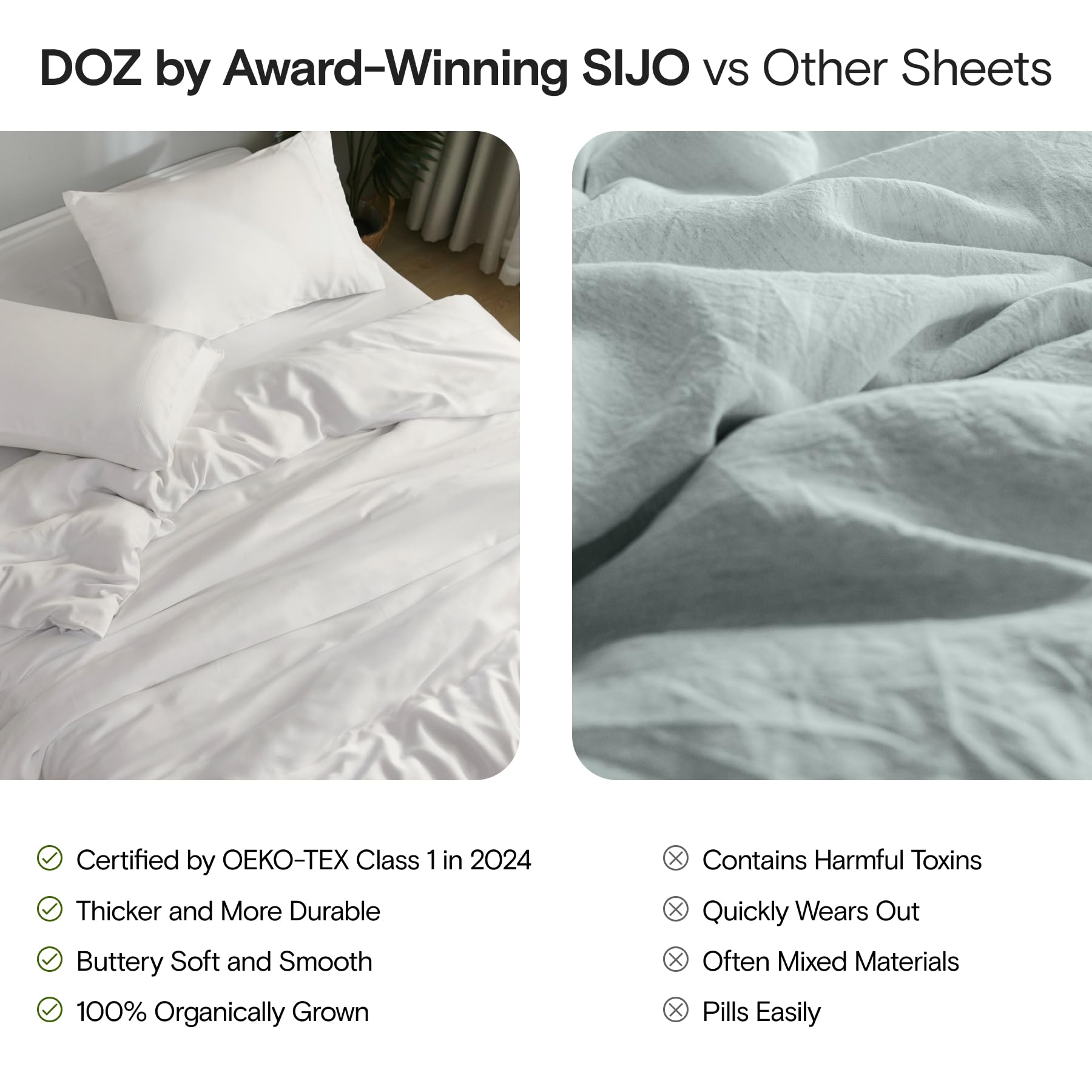 DOZ by SIJO lifestyle bedroom scene with Forest sheets for a calming, modern bedroom look