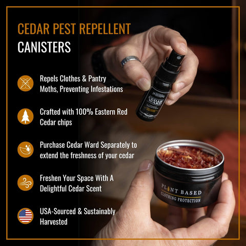 Dr. Killigan's open tin revealing cedar wood shavings and easy refill benefit
