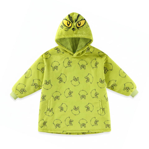Dr. Seuss Grinch 3D hood detail with character face for playful wear