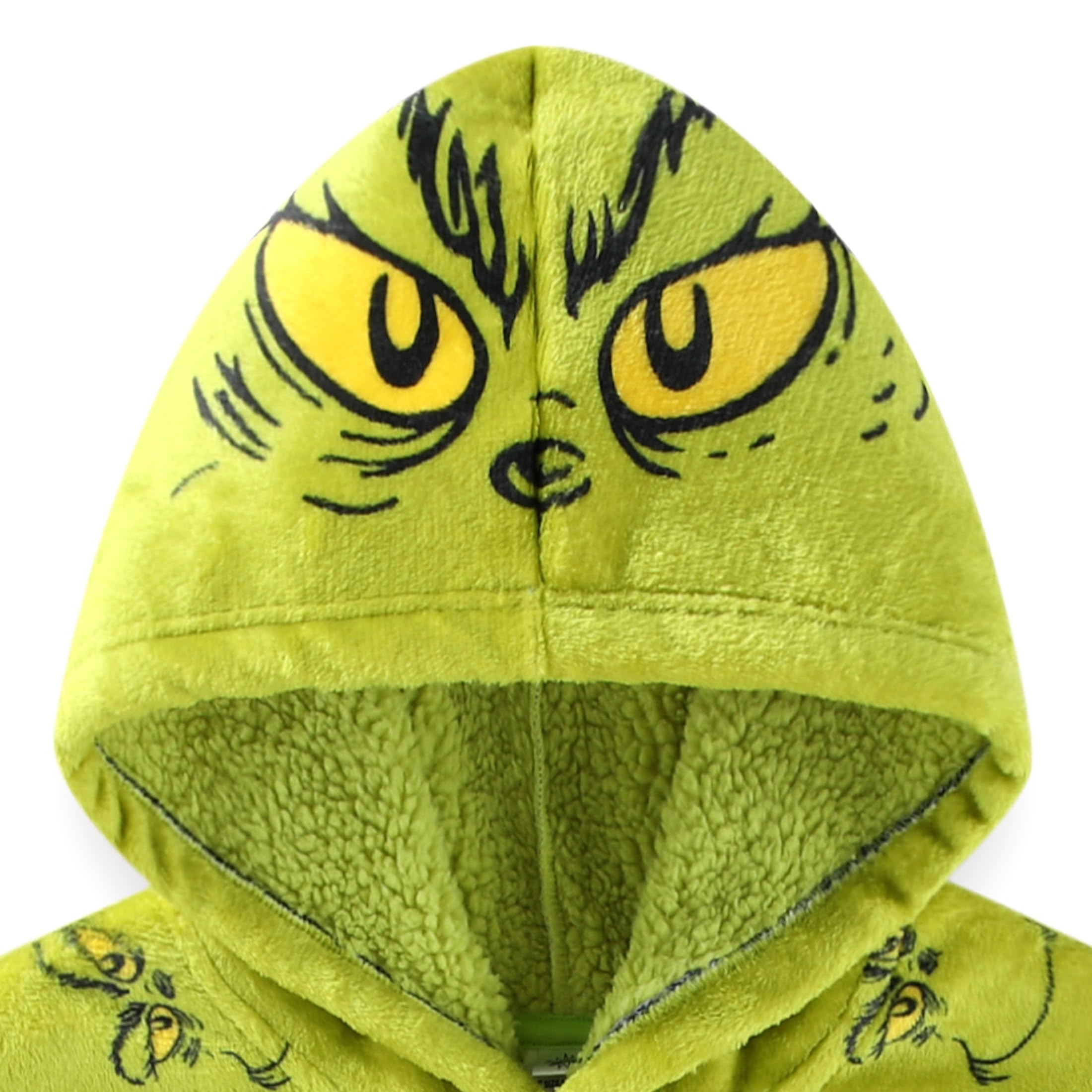 Dr. Seuss Grinch pocket detail providing hand warmth and storage
