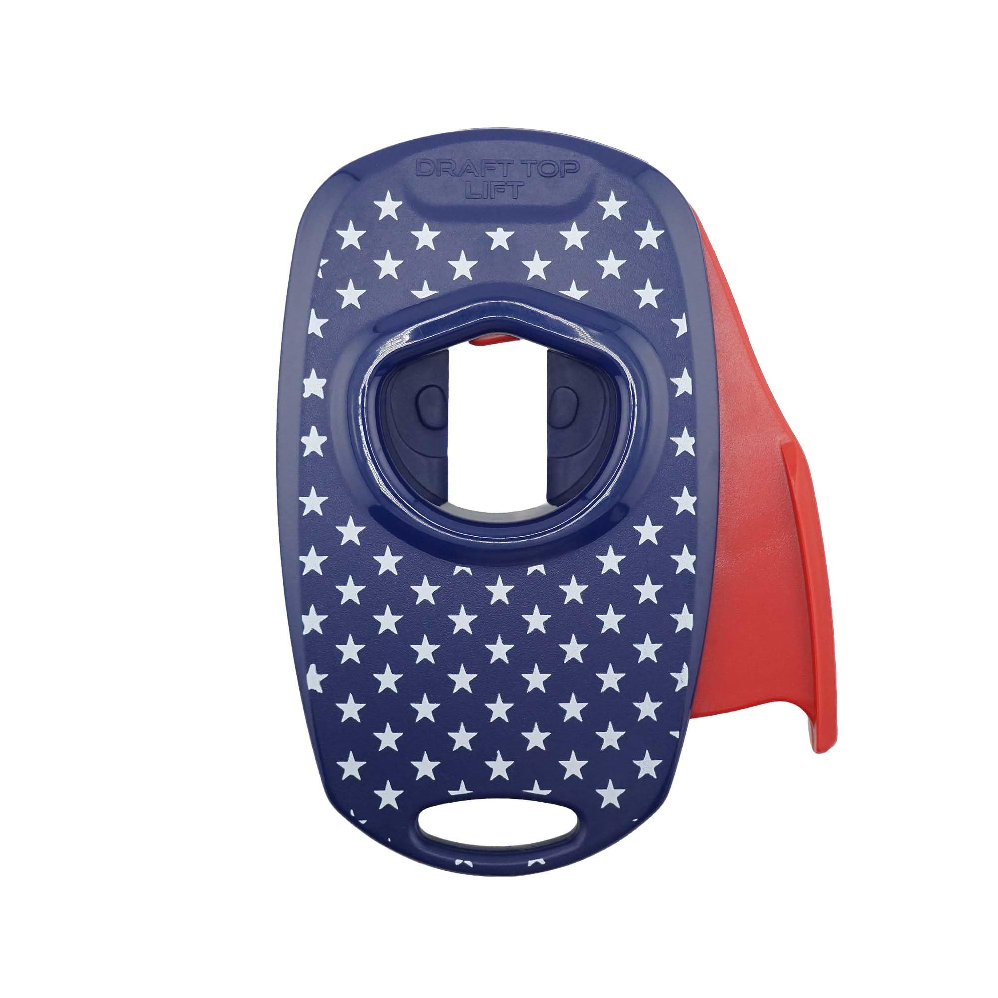 Draft Top Lift front view showing patriotic red white blue and ergonomic shape