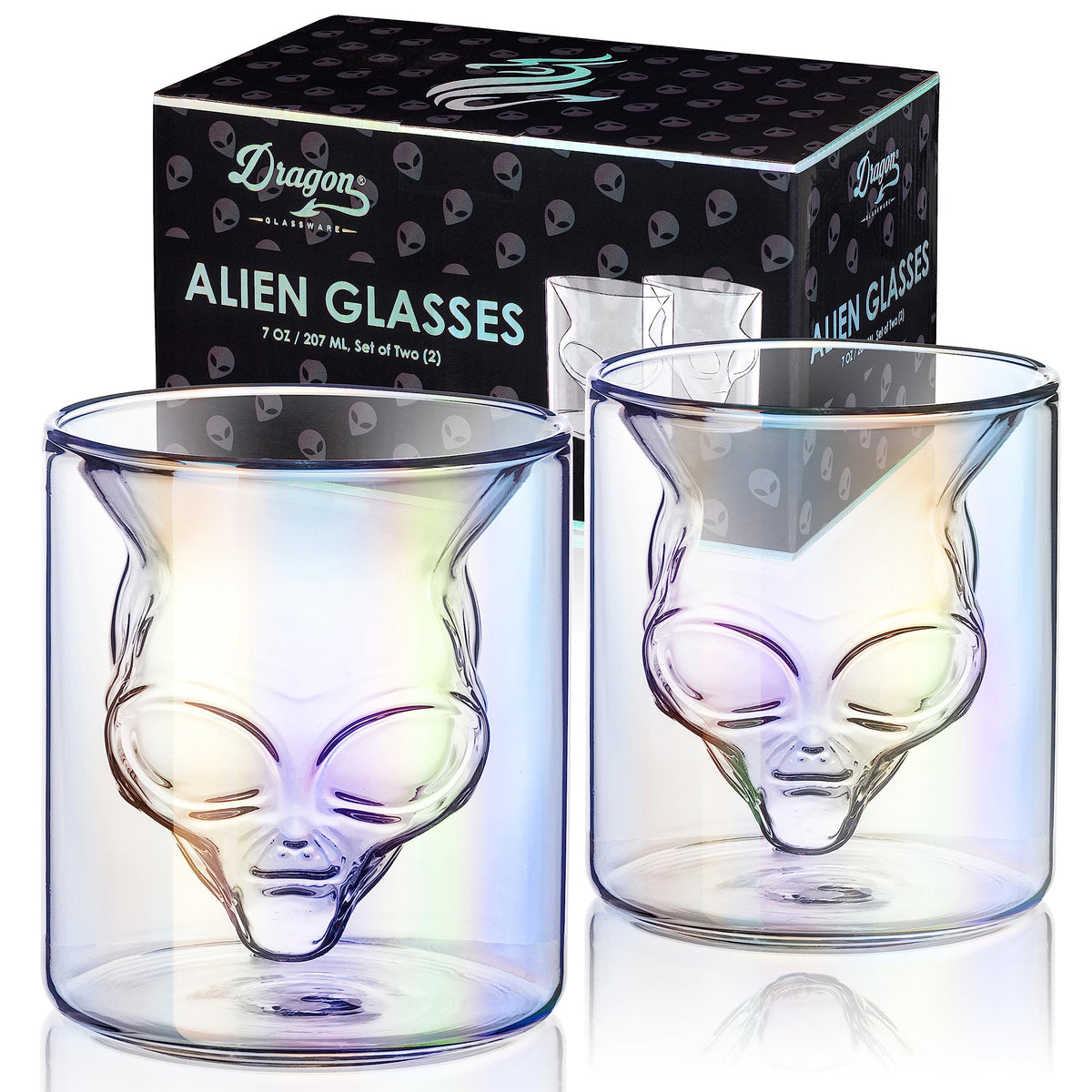 Dragon Glassware front packaging showing set of two and gifting appeal