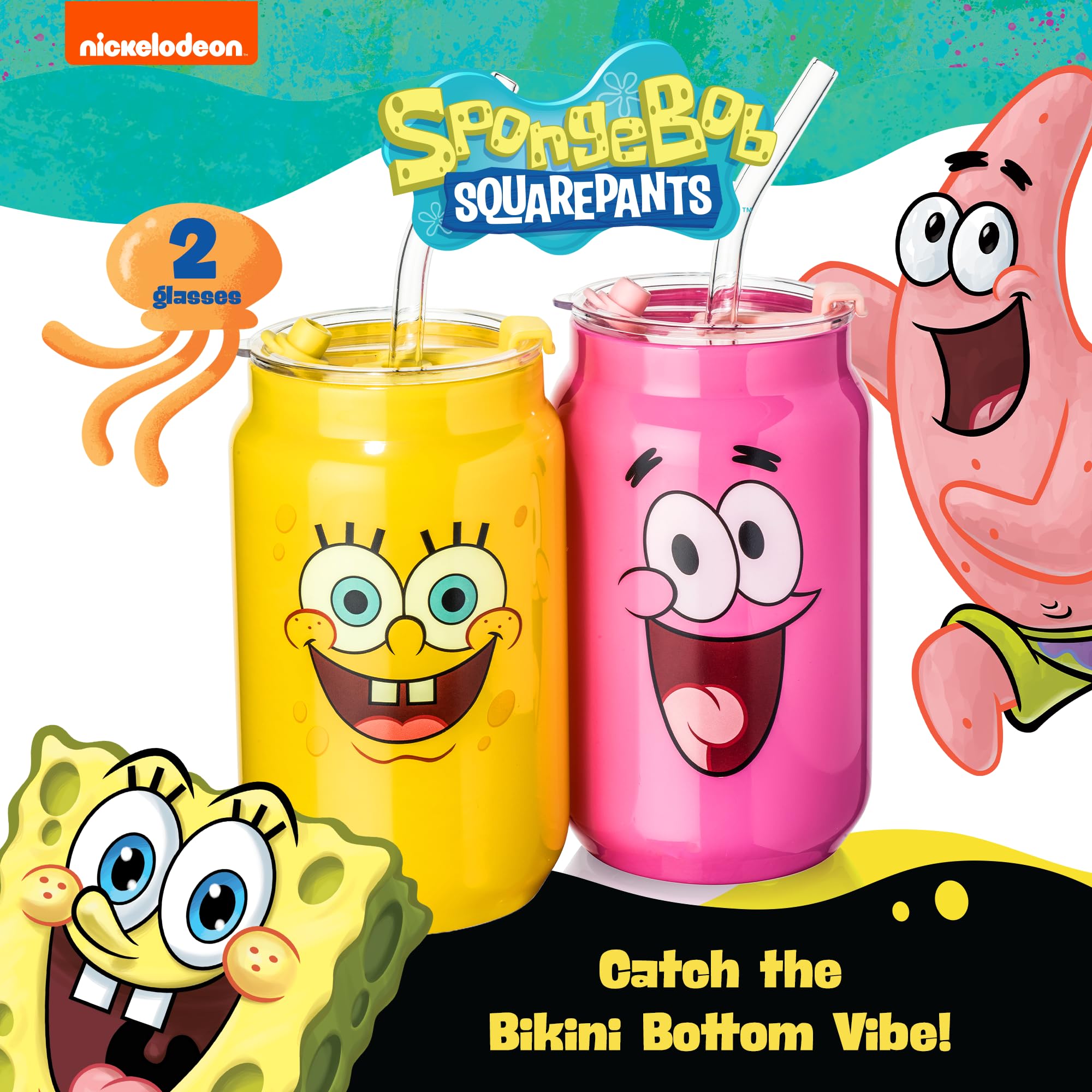 Dragon Glassware SpongeBob close-up of printed faces highlighting crisp durable artwork