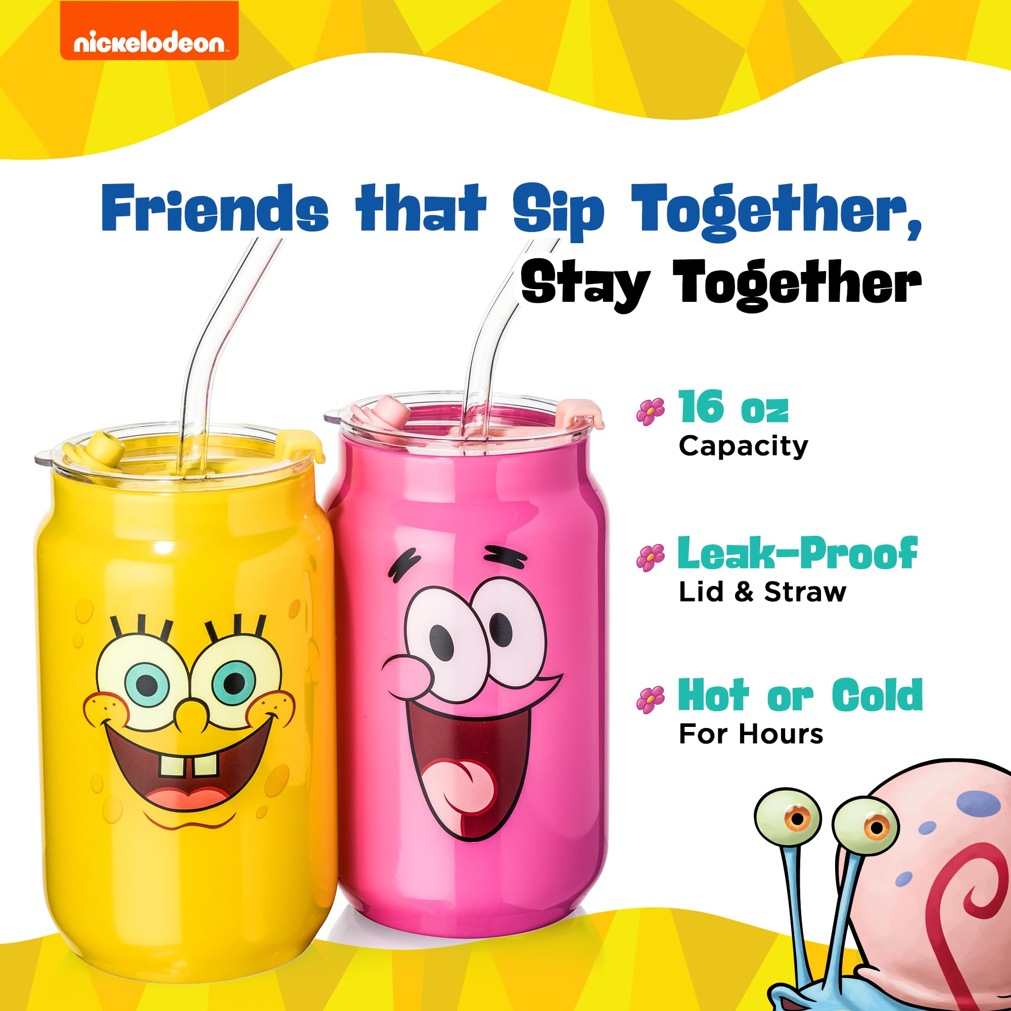 Dragon Glassware SpongeBob lid and straw detail showing spill-reducing design benefit