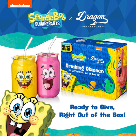 Dragon Glassware SpongeBob set on a kitchen counter illustrating playful home styling benefit