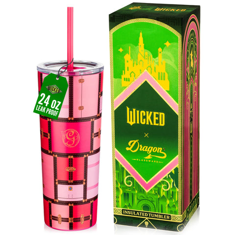 Dragon Glassware Glinda front packaging showcasing design and insulated benefit
