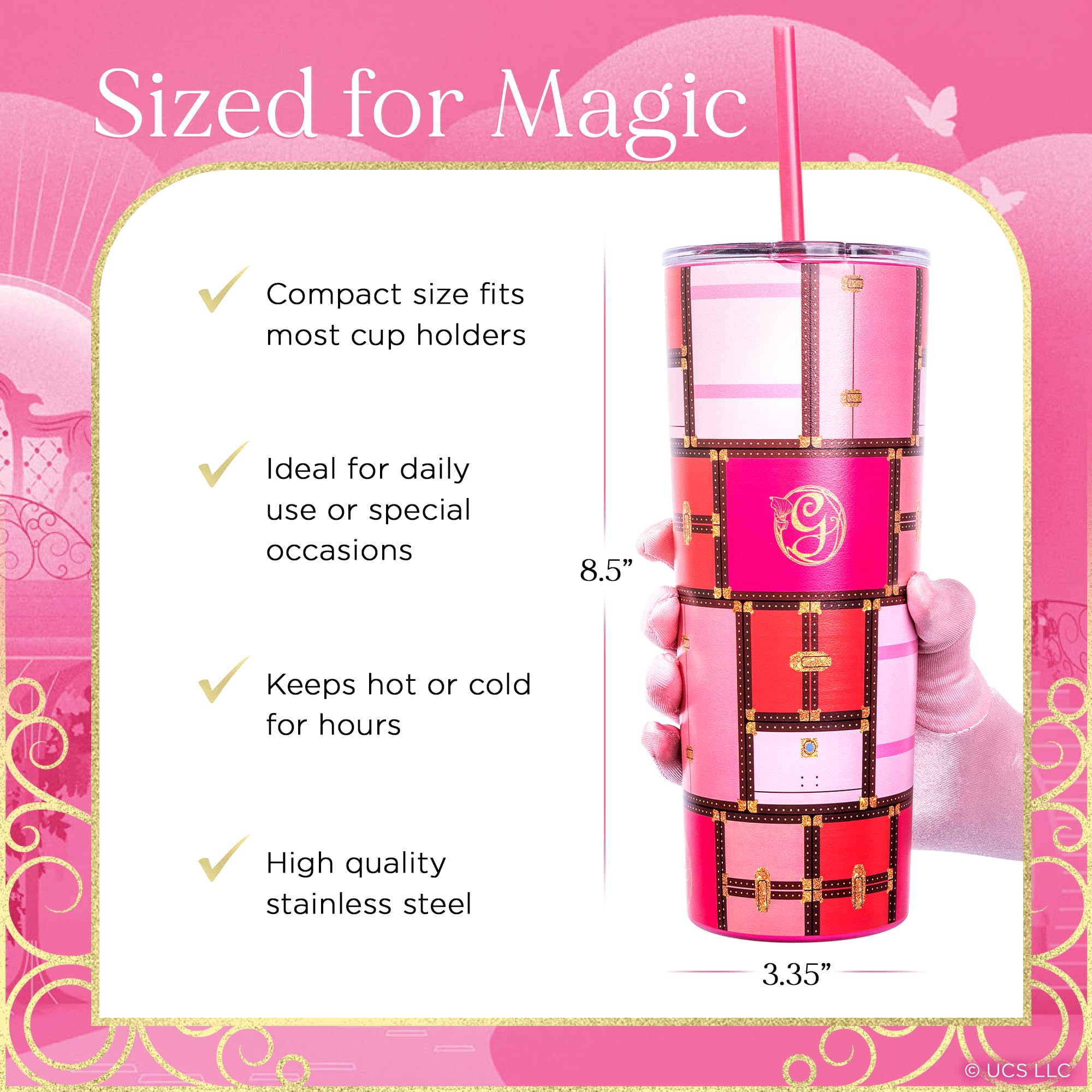 Dragon Glassware Glinda lid and two straws for easy sipping and cleaning