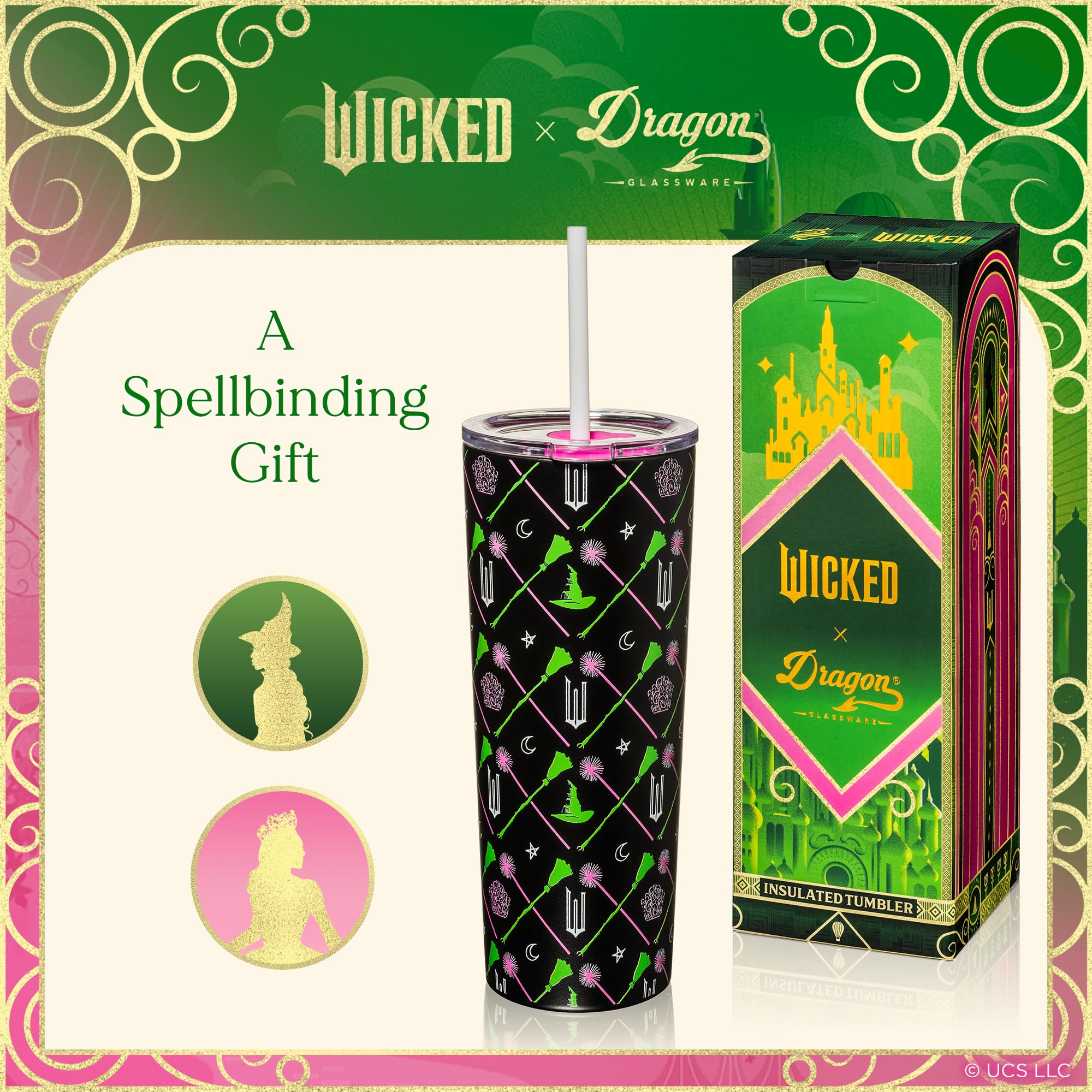 Dragon Glassware Wicked tumbler on theater seat showing fan pride and convenience benefit