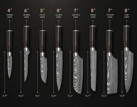 DRAGON RIOT knives laid next to ruler to display blade length and scale for buying clarity