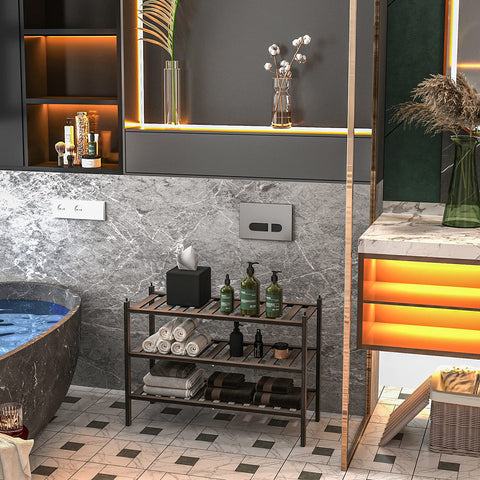 Dranixly in bathroom storing towels and toiletries for convenient access