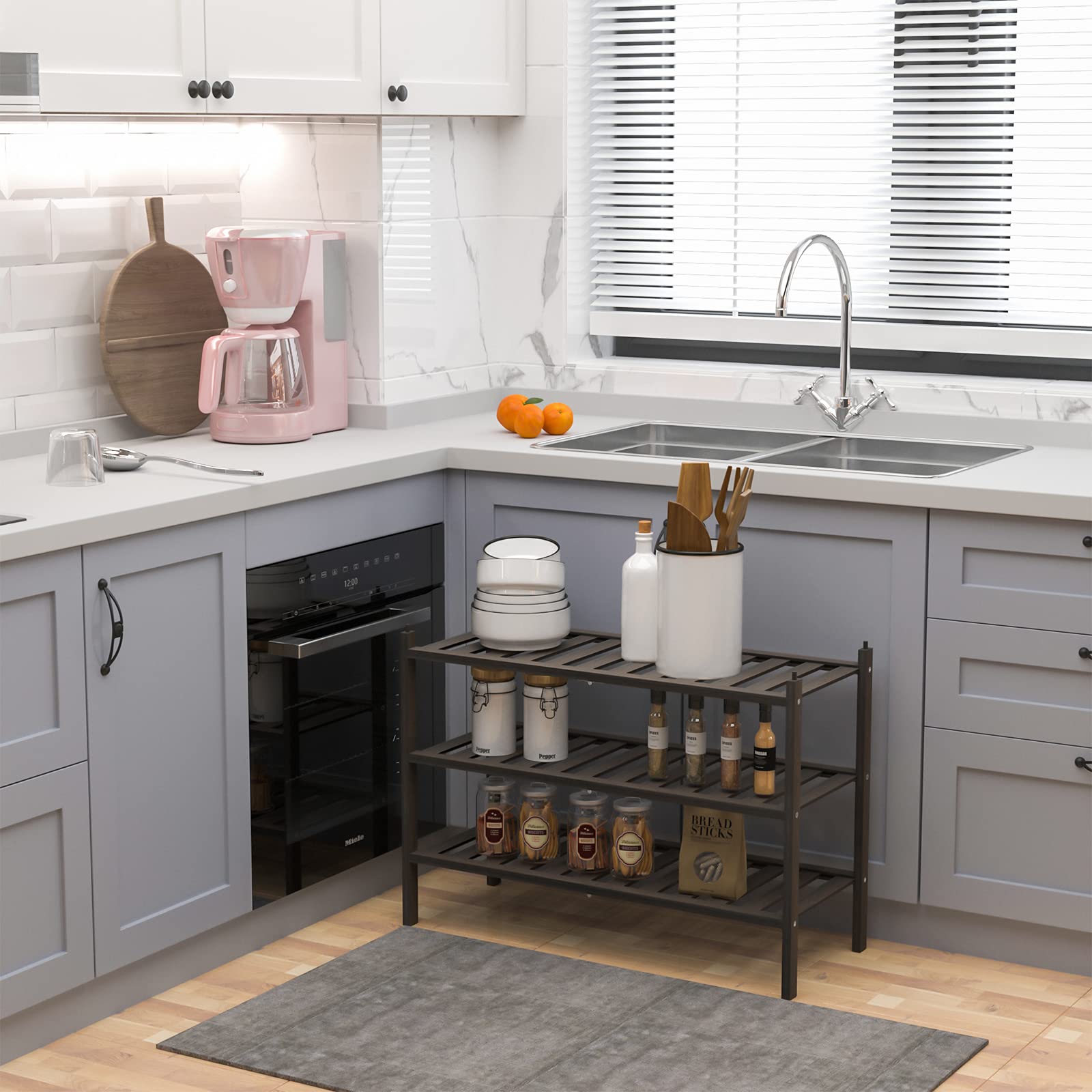 Dranixly two stacked units creating six tiers for expanded storage
