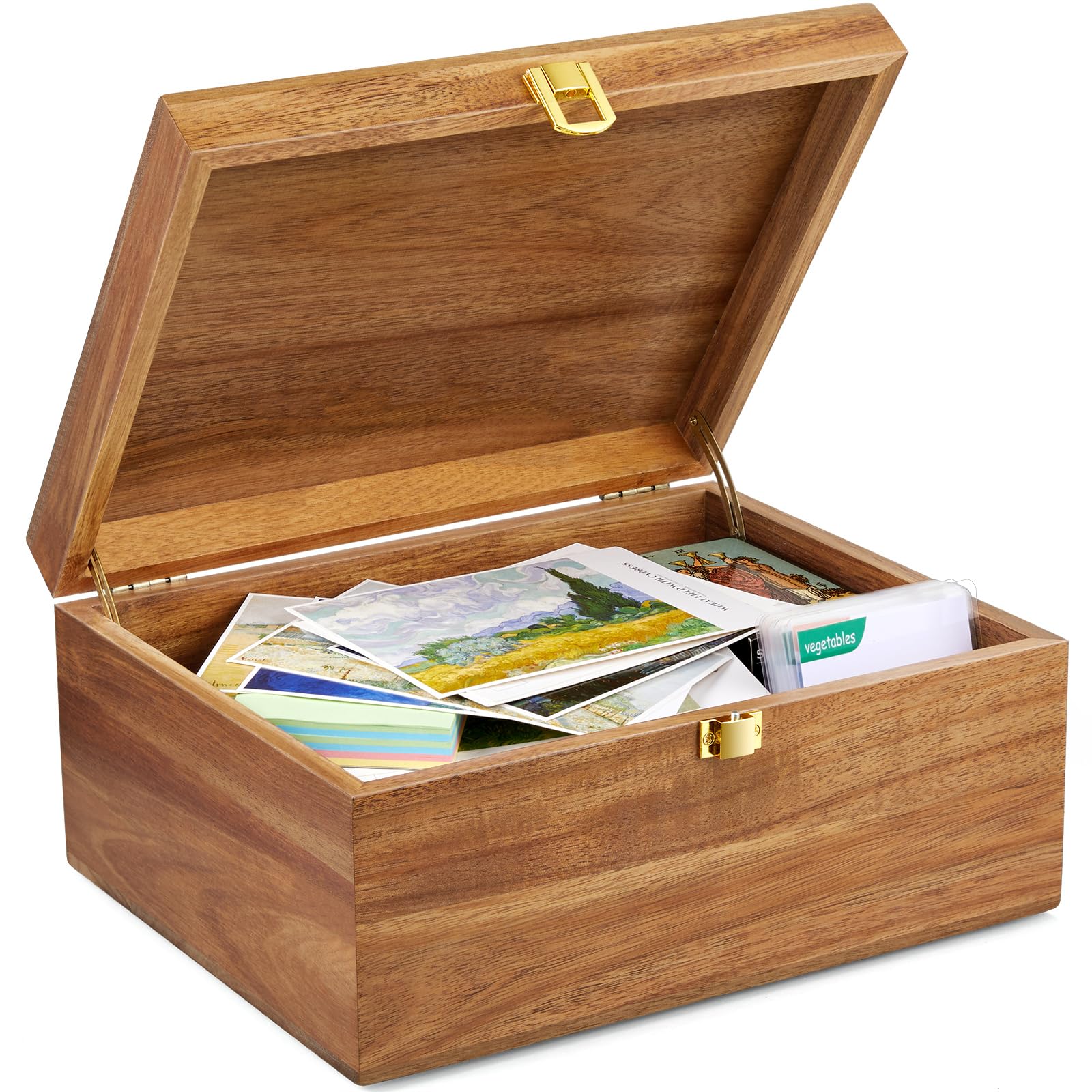 DRASTAR front view of acacia keepsake box showing clean design and warm tone