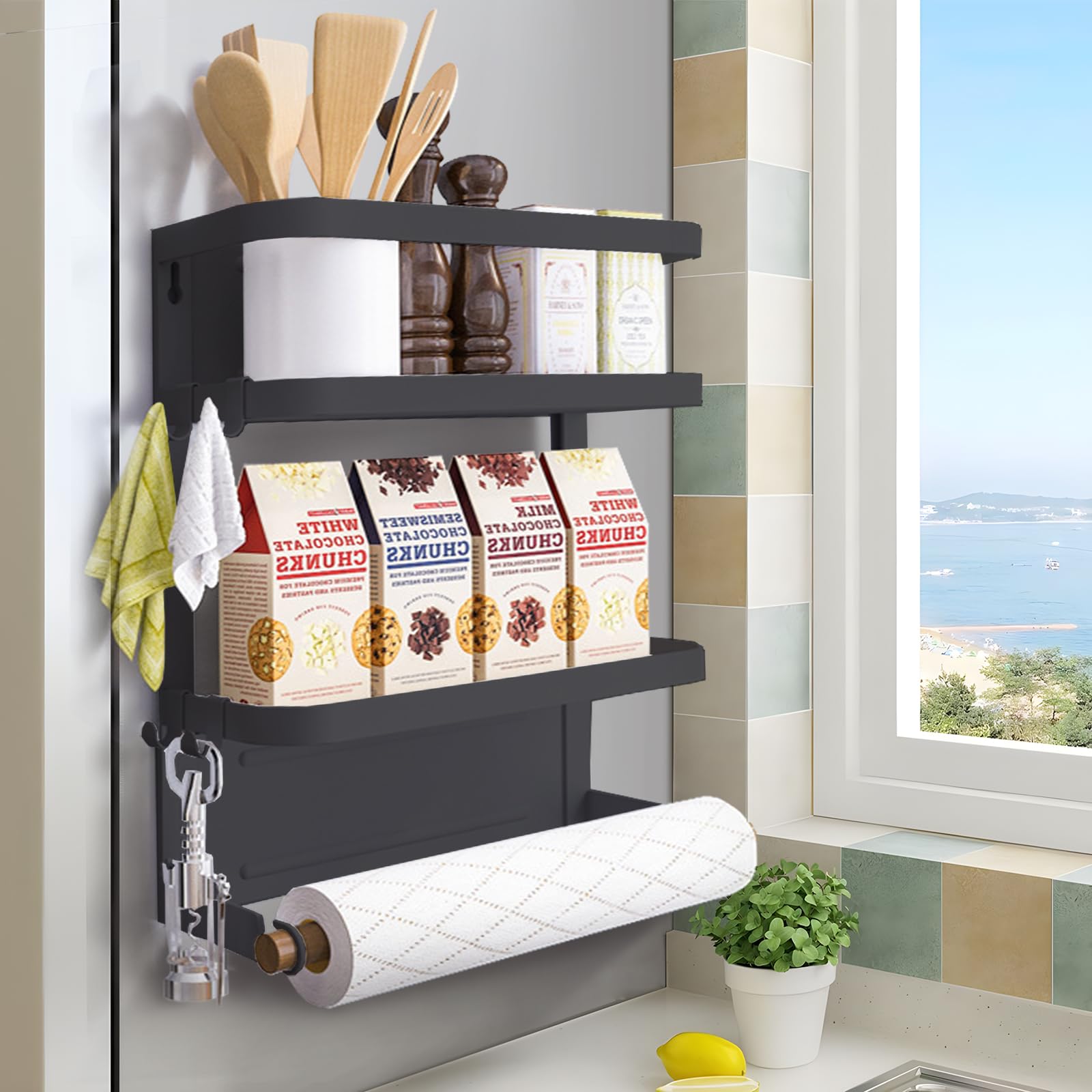 Dr.BeTree front view magnetic shelf showing clean storage benefit