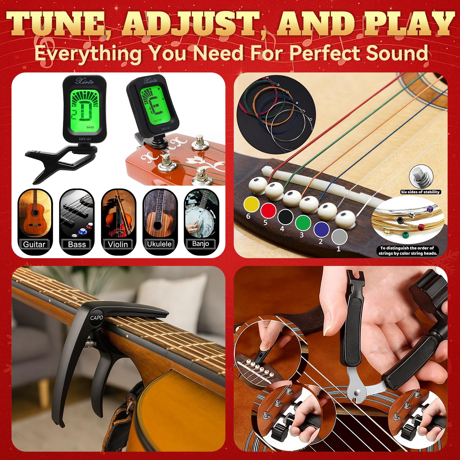 Drcurn close-up of varied guitar picks and fingerpicks showing texture benefits