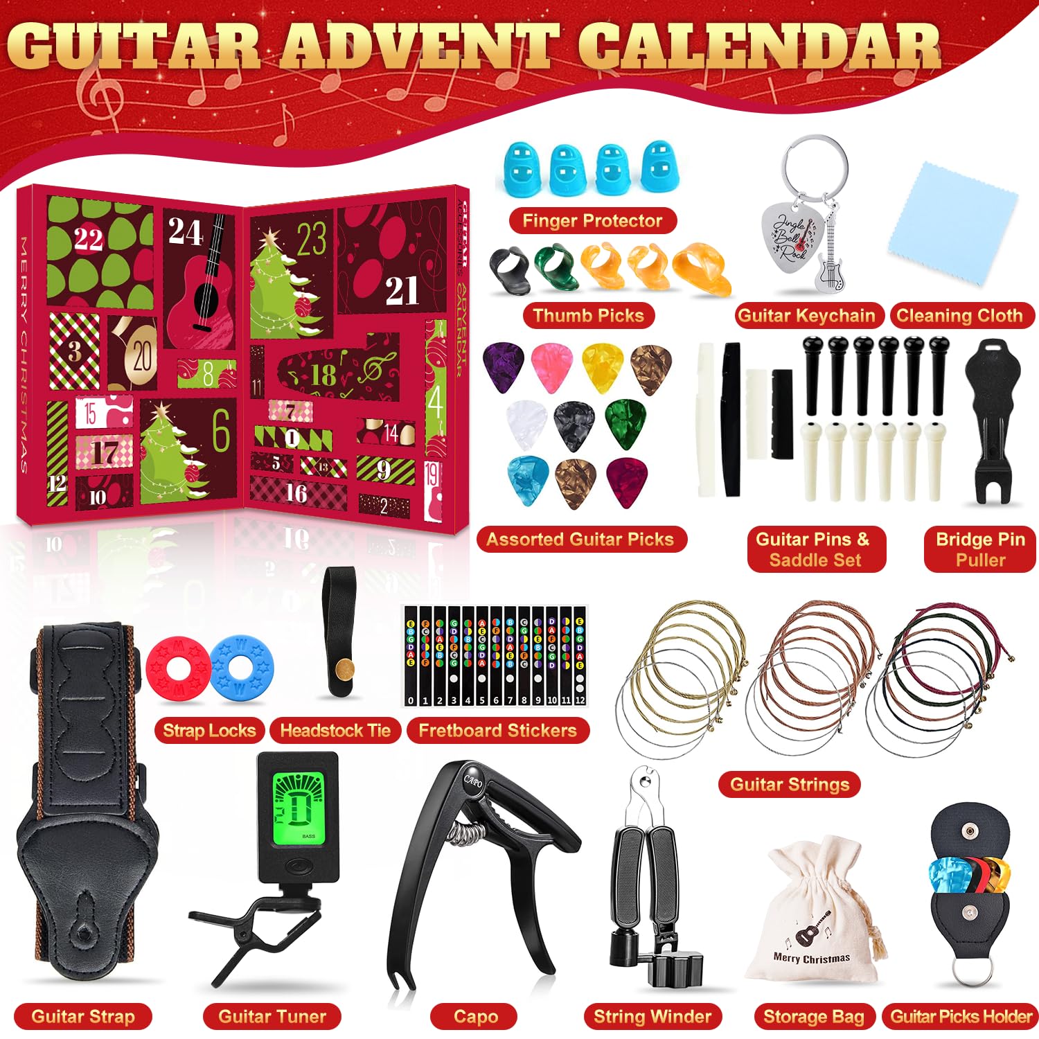 Drcurn open calendar with 24 accessories neatly displayed for easy access