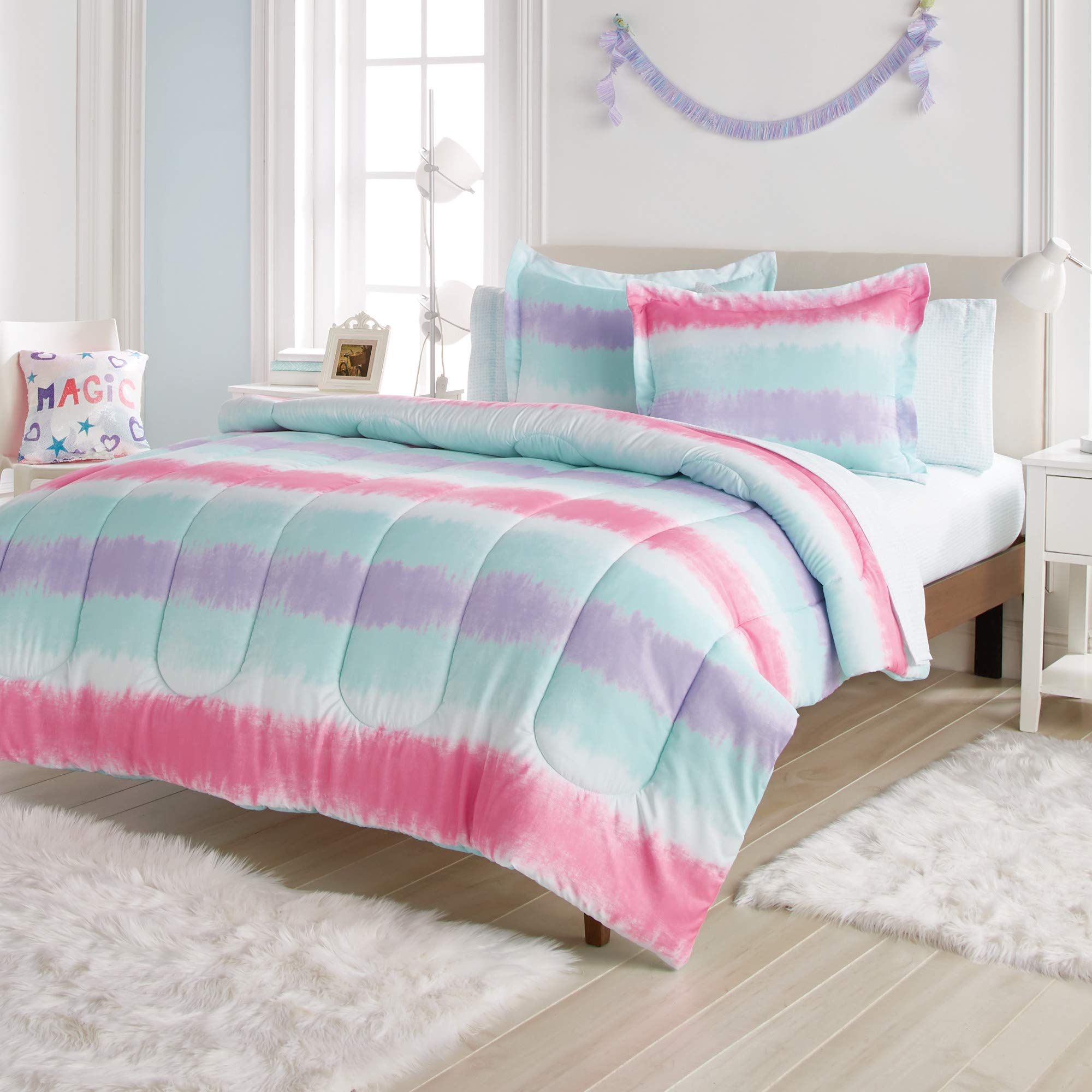 dream FACTORY styled twin bed in bedroom showing how set brightens space and coordinates with decor benefits