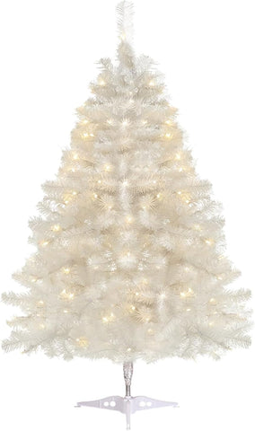Dream Loom front view tabletop tree showing full white branches and festive presence