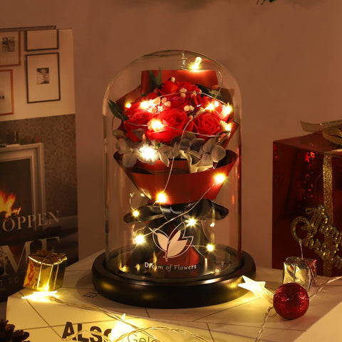 Dream of Flowers LED base lit showing warm glow for romantic ambiance
