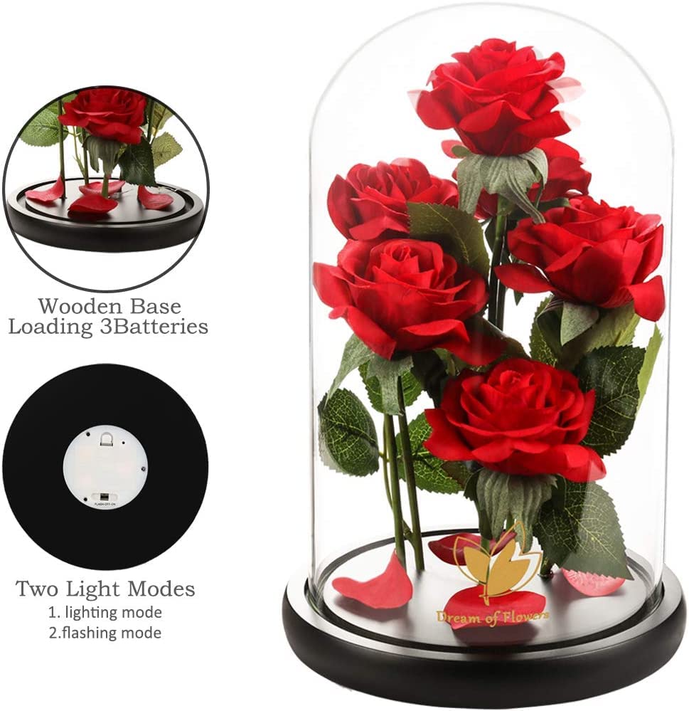 Dream of Flowers side profile dome protecting rose and preventing dust