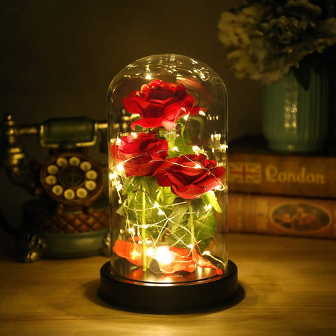 Dream of Flowers dome on bedside table creating romantic room atmosphere