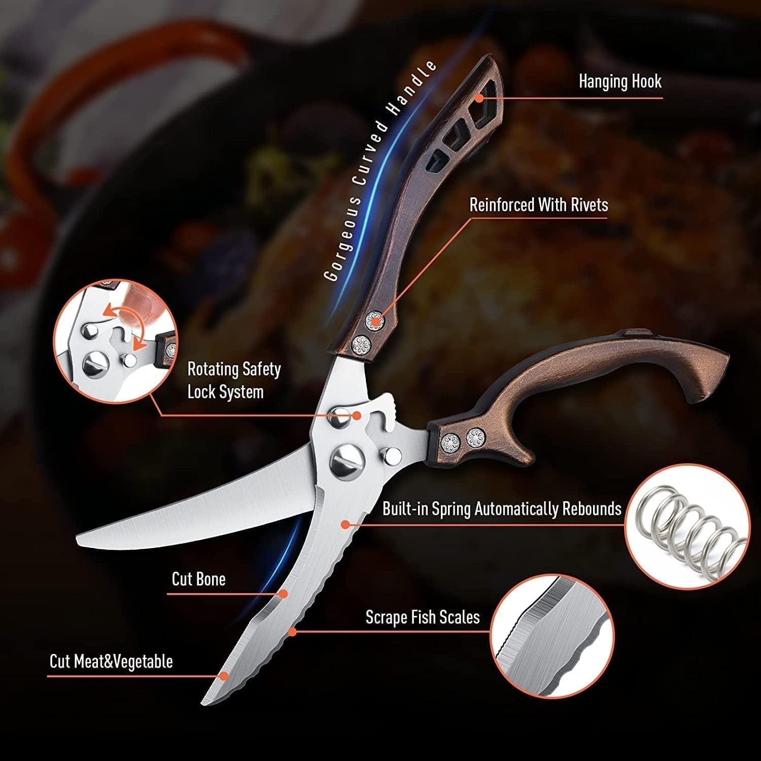 Dream Reach shears cutting a chicken wing for faster, safer poultry prep