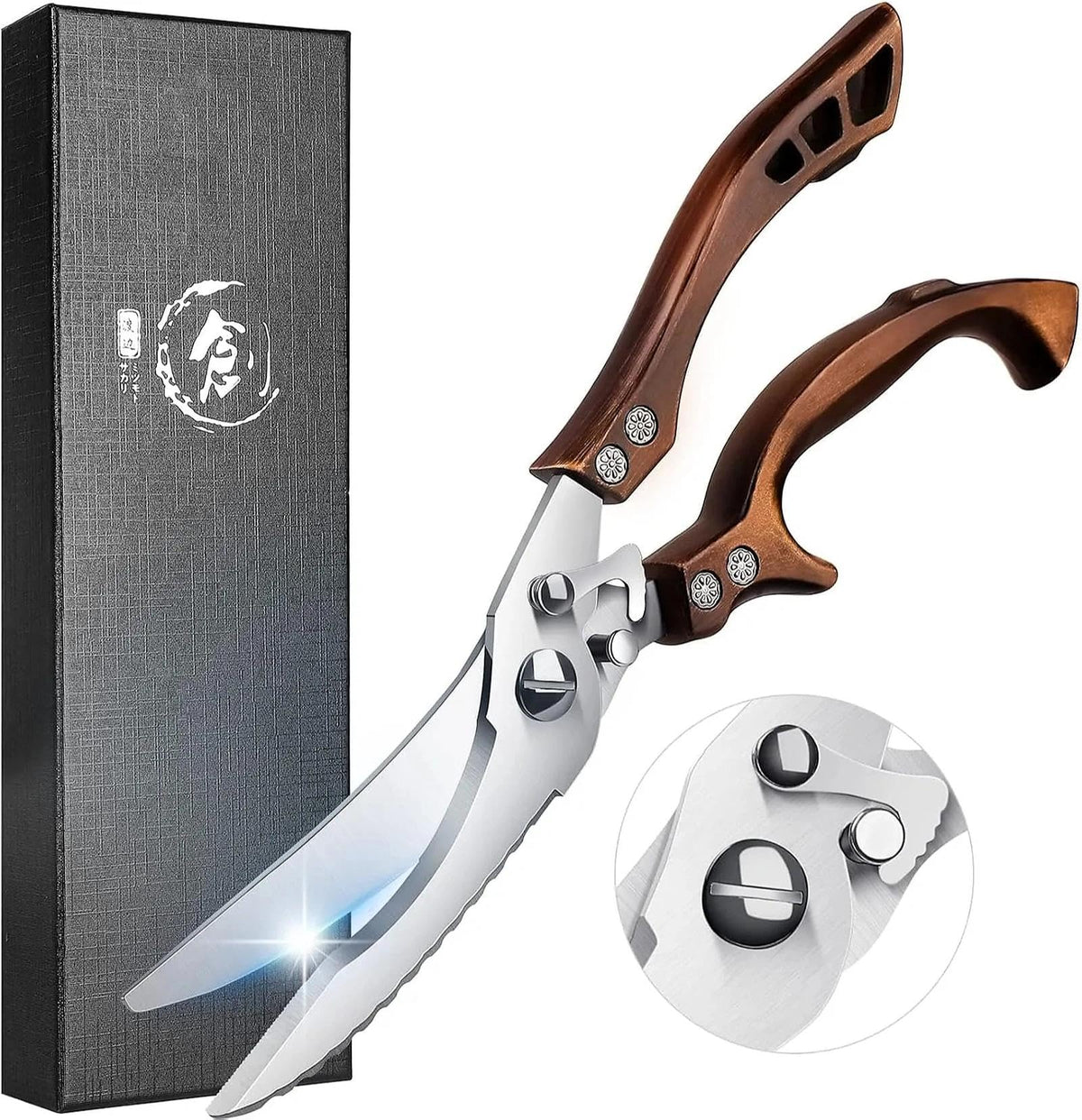 Dream Reach front view poultry shears showing full tool and benefits of heavy-duty cutting
