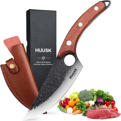 Dream Reach Huusk overhead packaging showing knife and sheath, highlights portability