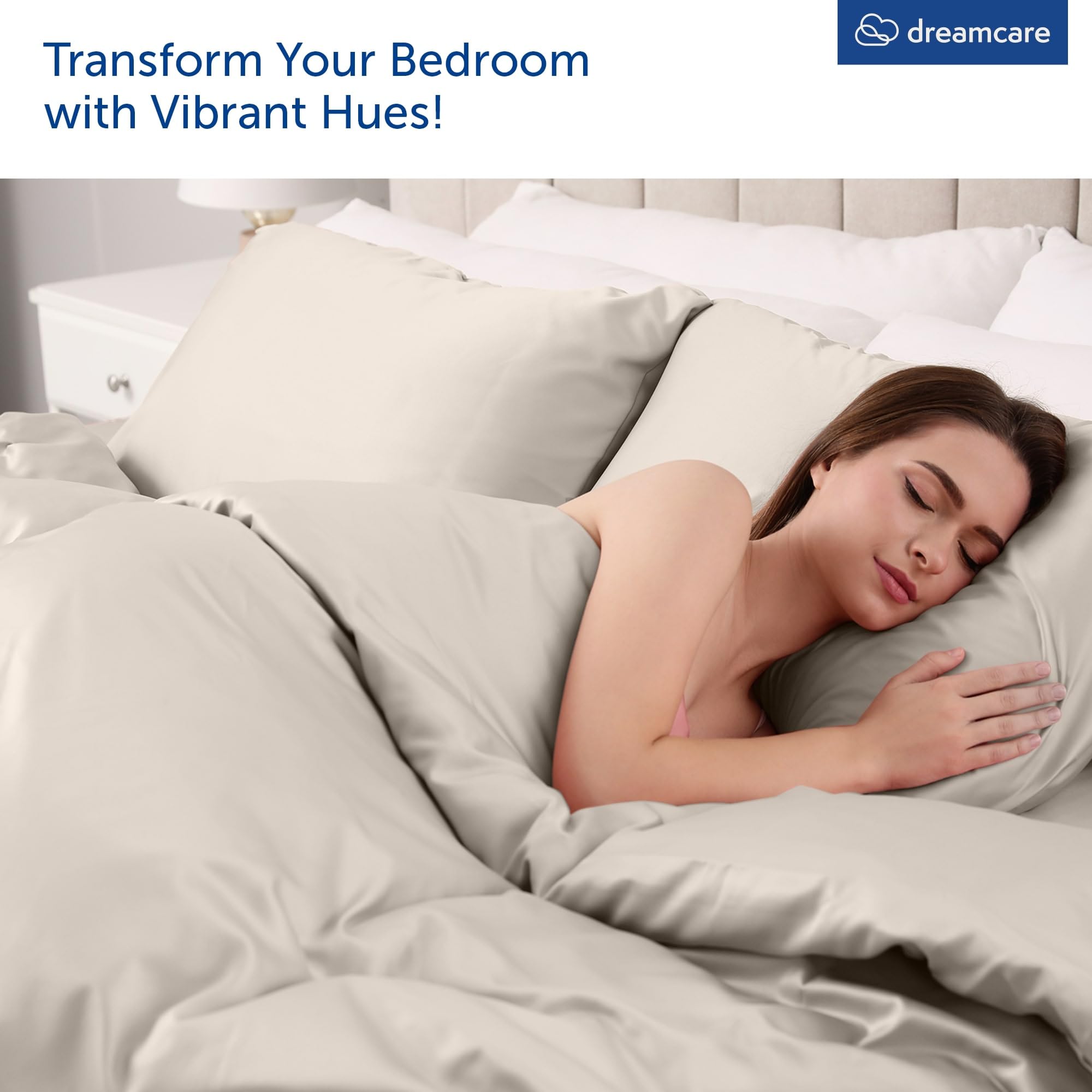 DREAMCARE styled king bed in bedroom demonstrating neat, smooth fit