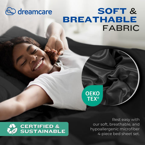 DREAMCARE fitted sheet on 21-inch mattress proving secure fit