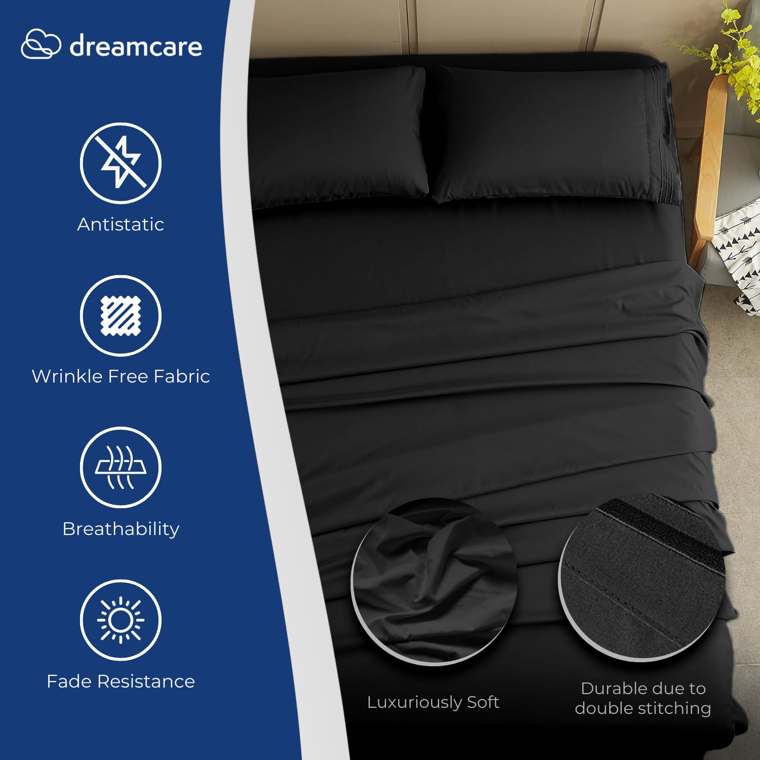 DREAMCARE side pocket detail holds phone for bedside convenience