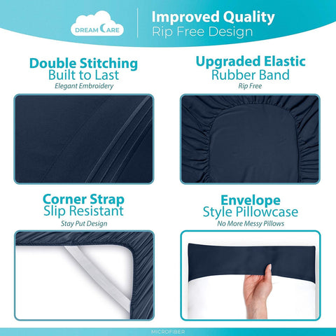 DREAMCARE fitted sheet stretched over mattress to show extra-deep 21-inch pocket fit