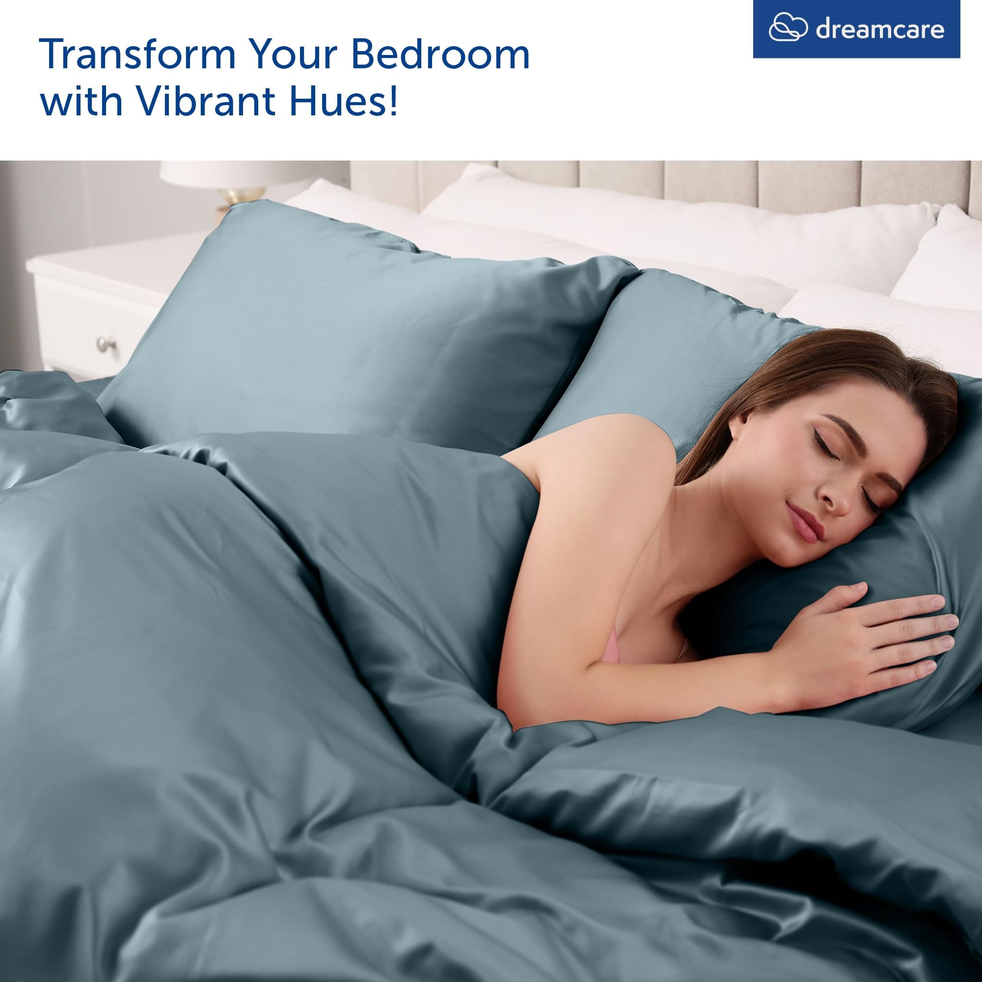 DREAMCARE flat sheet spread on a king bed showing smooth drape and cooling feel benefit