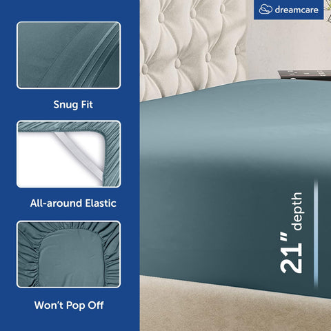 DREAMCARE bedroom lifestyle scene with sheets on bed demonstrating cozy restful benefit