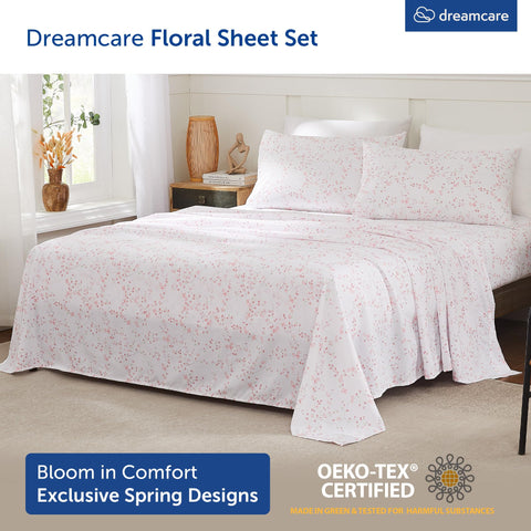 DREAMCARE fitted sheet side pocket detail holding phone and glasses for bedside convenience