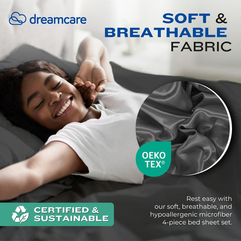 DREAMCARE flat sheet spread across bed showing smooth wrinkle-resistant surface