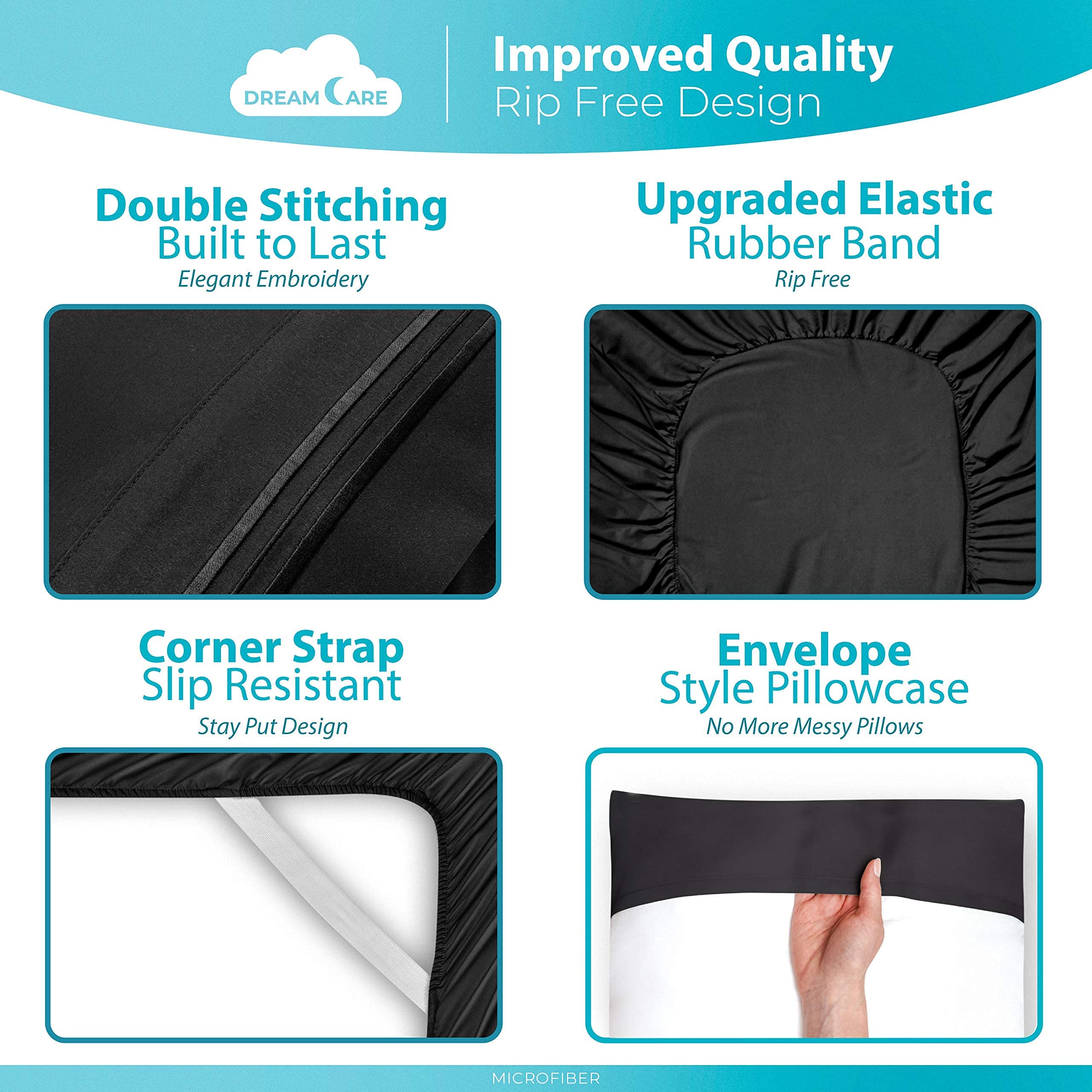 DREAMCARE styled bed in bedroom demonstrating smooth, wrinkle-resistant finish