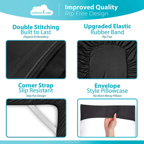 DREAMCARE styled bed in bedroom demonstrating smooth, wrinkle-resistant finish