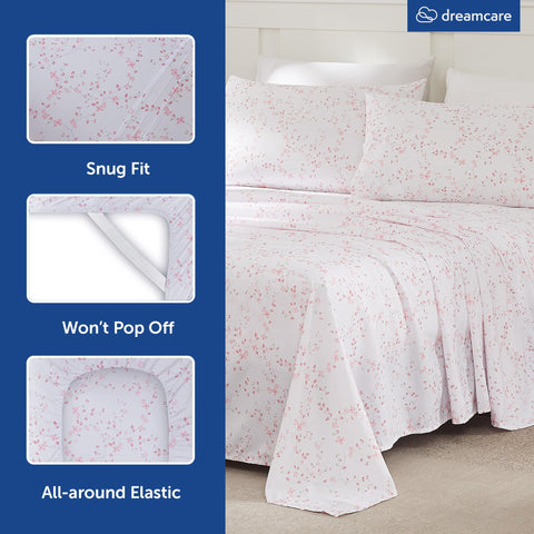 DREAMCARE styled bedroom with Floral Blossom sheets creating a calming, coordinated look