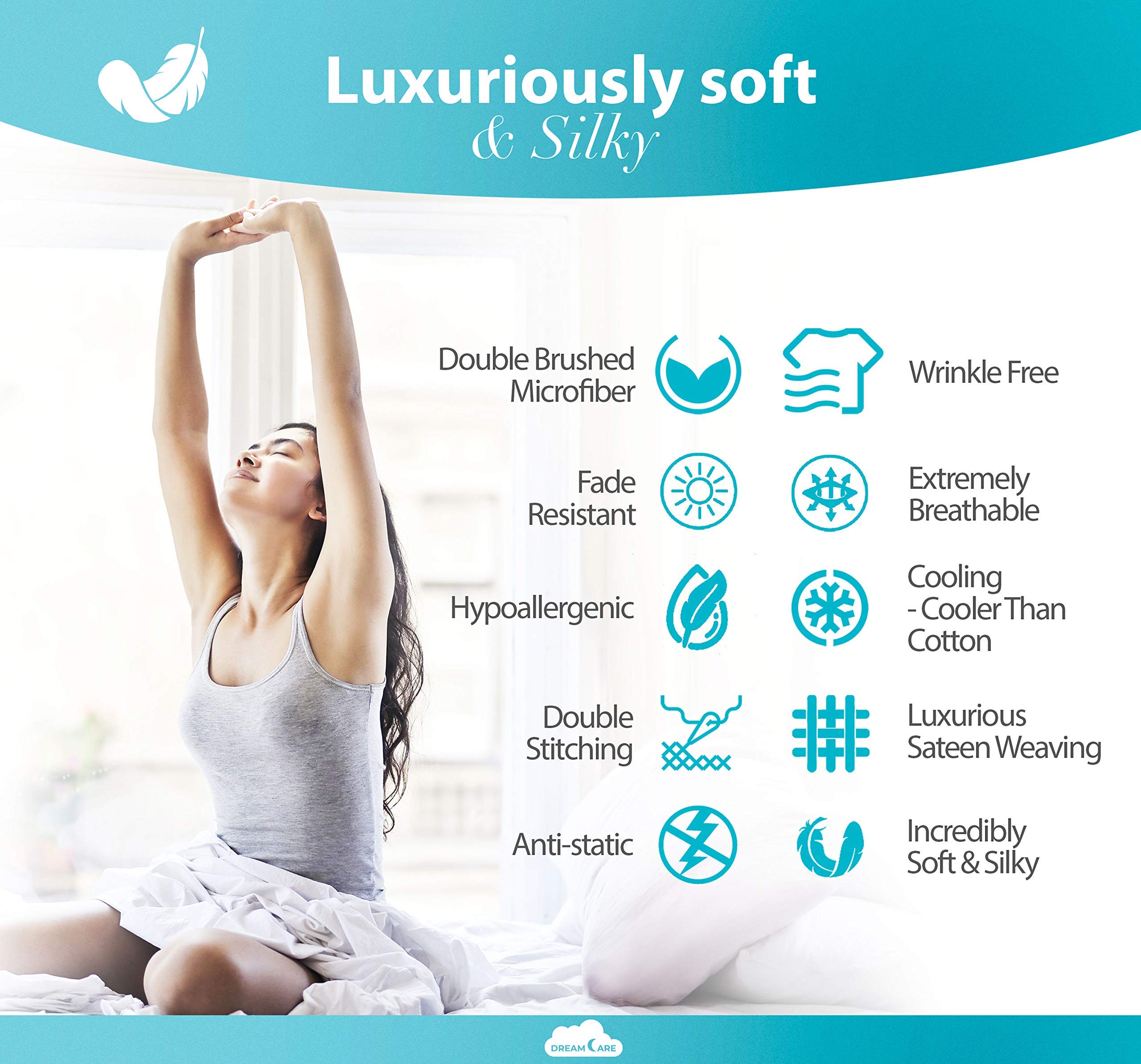 DREAMCARE four pillowcases arranged offering coordinated bedroom style
