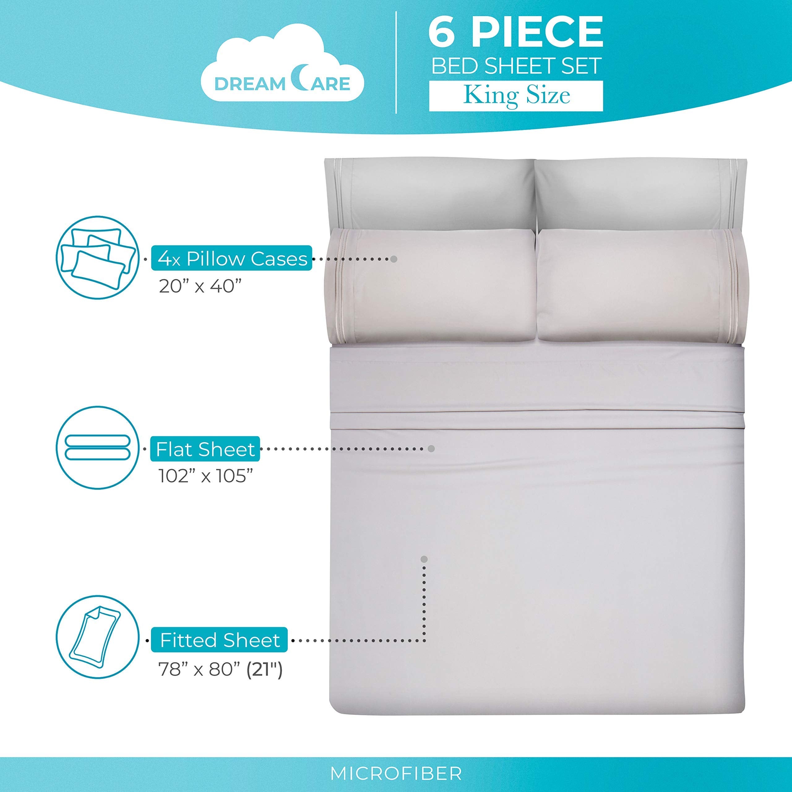 DREAMCARE pillowcases and flat sheet styled on bed for coordinated look