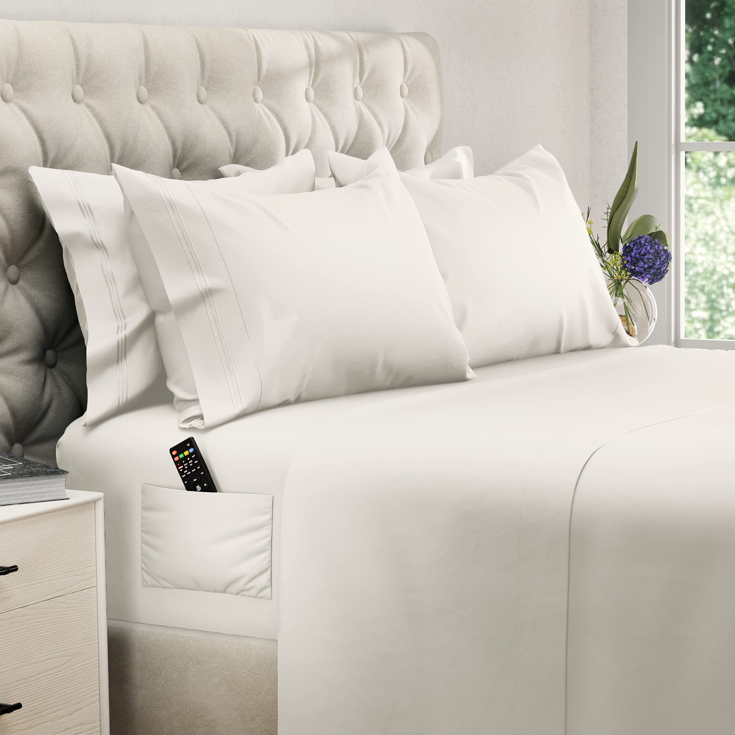 DREAMCARE king sheet set front packaging showing contents and color benefit soft look