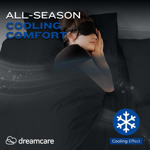 DREAMCARE sheets on king mattress showing fit on thick mattress up to 21 inches