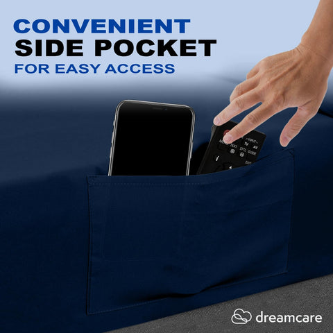 DREAMCARE pair of pillowcases flat lay matching navy comfort