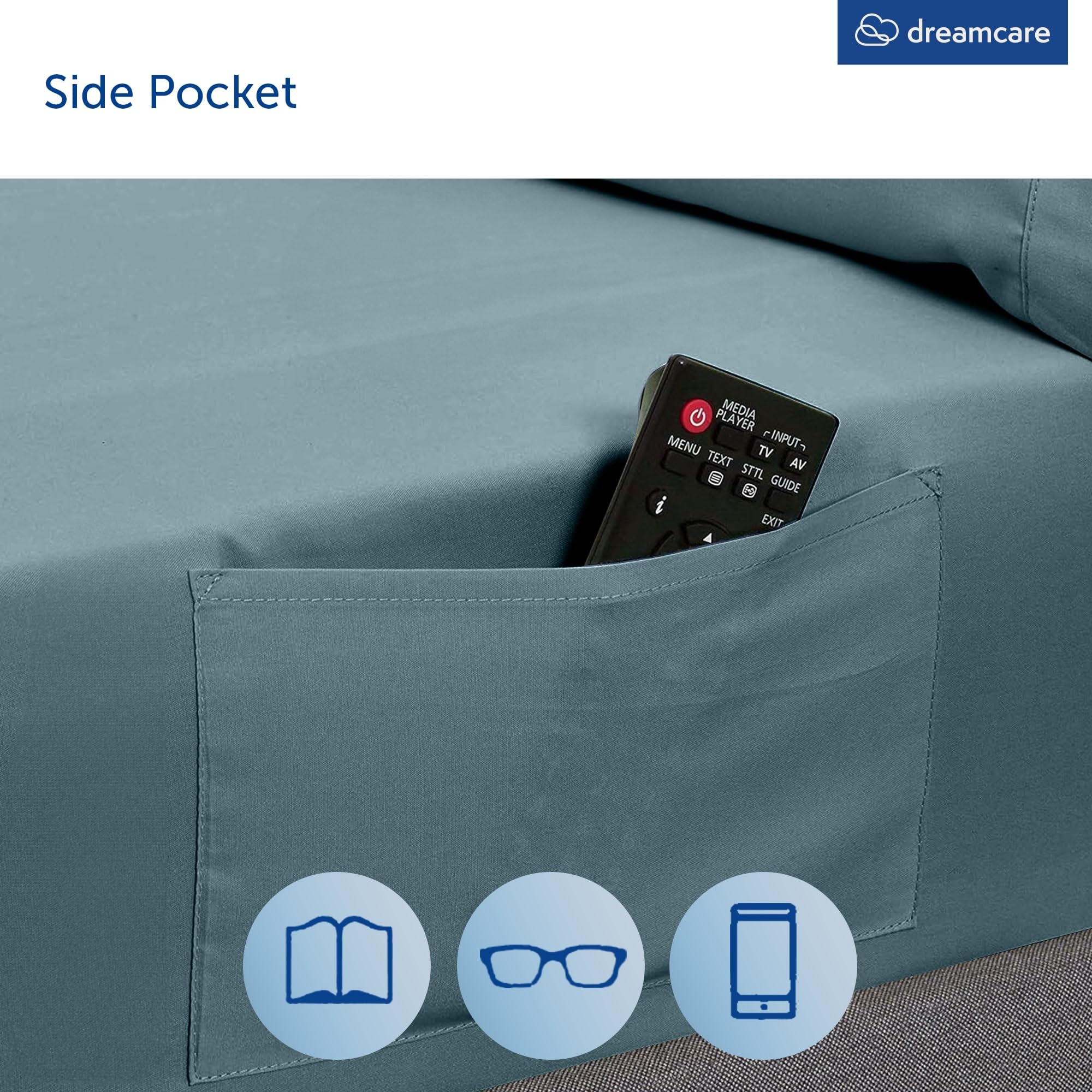 DREAMCARE pillowcases stacked to highlight brushed microfiber texture and durability benefit