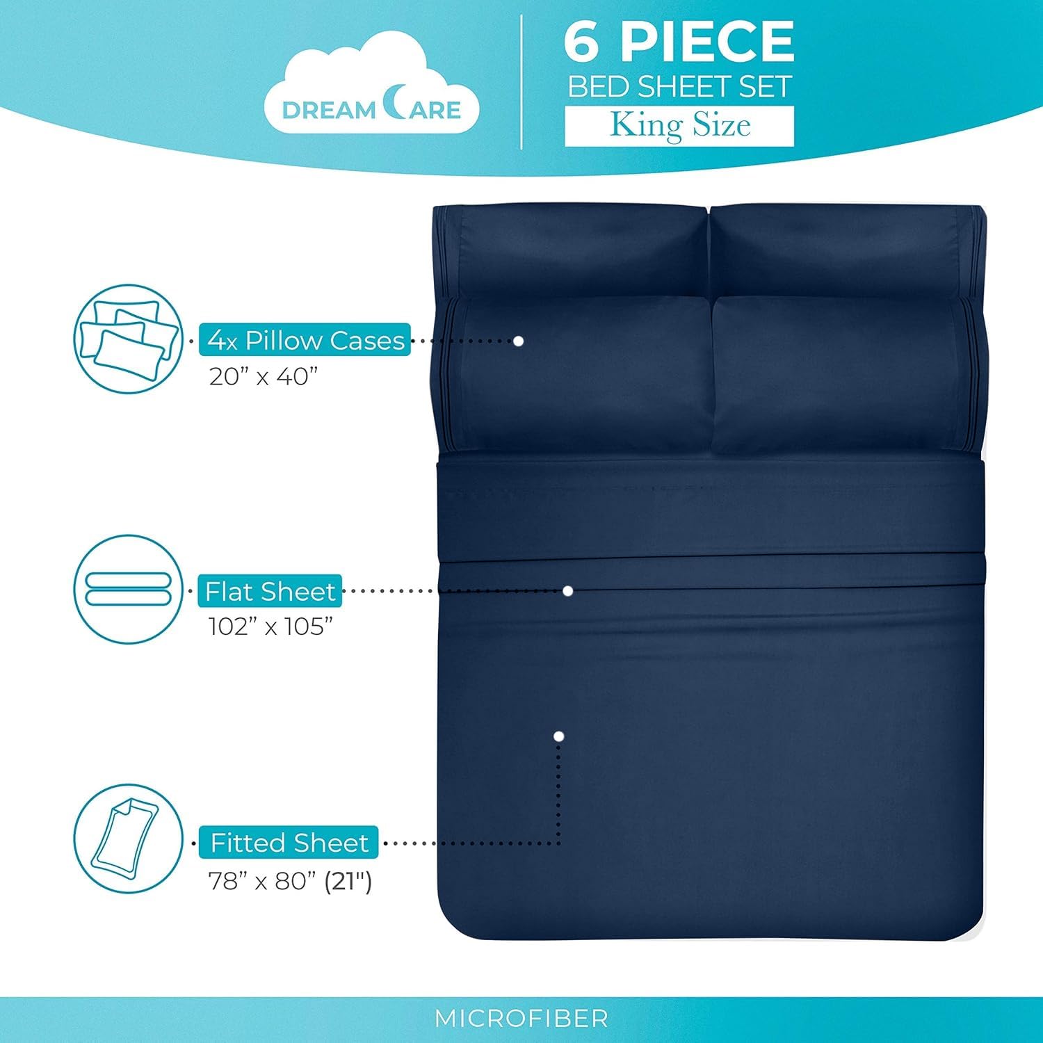 DREAMCARE four pillowcases neatly stacked showing soft, uniform color and comfort
