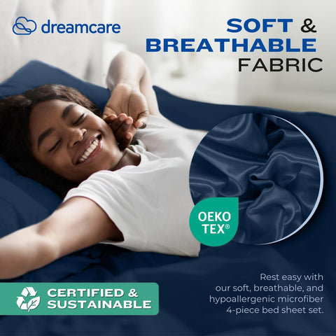 DREAMCARE sheet fitted on 21-inch mattress showing full coverage