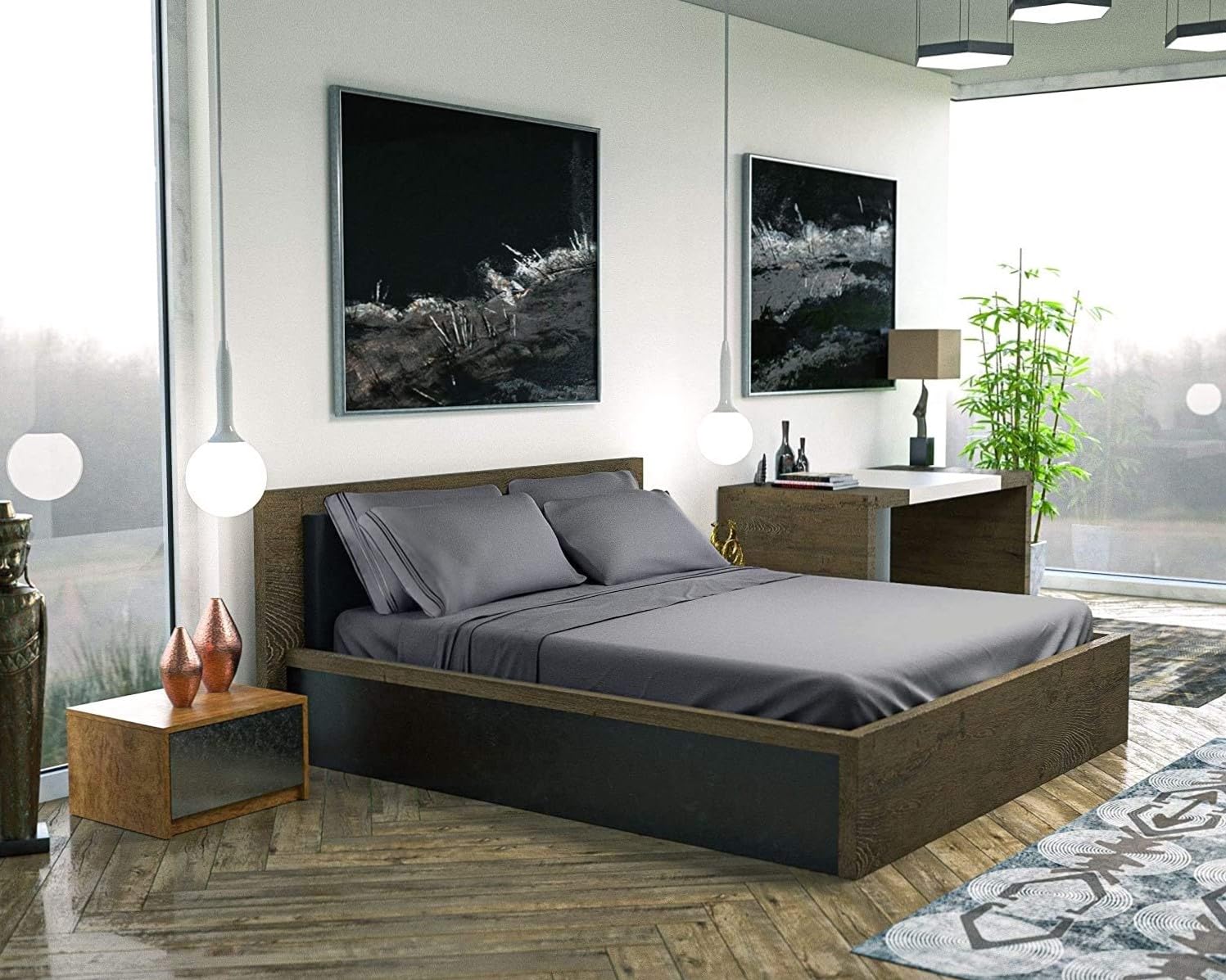 DREAMCARE sheets styled on queen bed showing cooling, tidy bedroom aesthetic